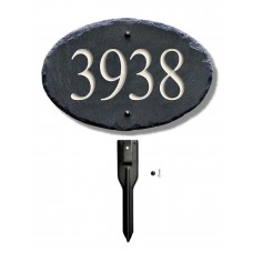 CARVED SLATE ADDRESS Plaque Sign  LAWN STAKE House Number Marker yard post 8CE   323397118443